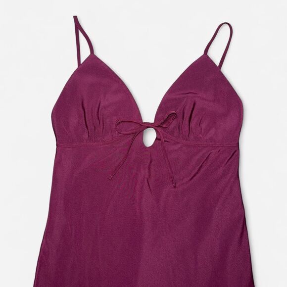 PINK Victoria's Secret "Fall In Love Midi Dress" - Plum Burgundy Slip Dress - Picture 4 of 13